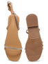 GNIST Beige Embellished Tie up Flat Sandal